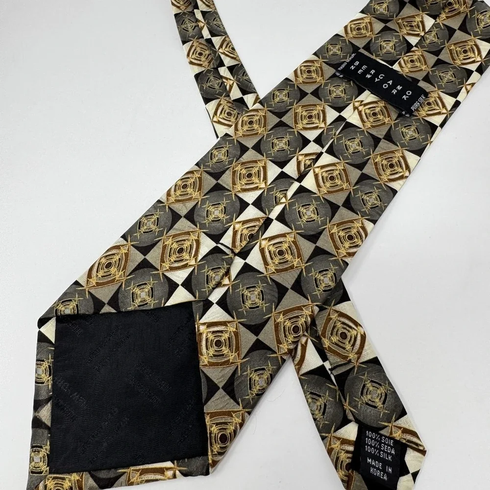 Geometric Silk Tie Mens One Size Multicolor Woven Wide Dress Necktie‎ Classic